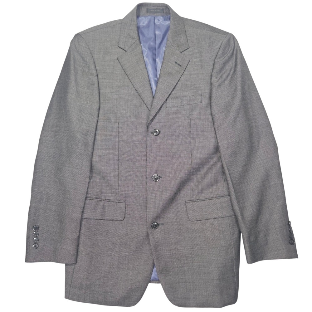 Oleg Cassini 3-Button Wool Blazer Sport Coat Gray Sharkskin Sz 37R